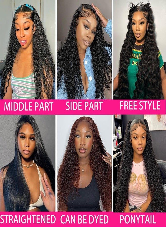 Ali Bling Bling Hair 13x6 Deep Wave Lace Front Wigs Human Hair Pre Plucked Lace Frontal Wigs HD Lace Frontal Wigs 180% Density Transparent Lace Frontal Wig Curly Wigs 30 Inch Natural Color Bleached Knots - Image 5